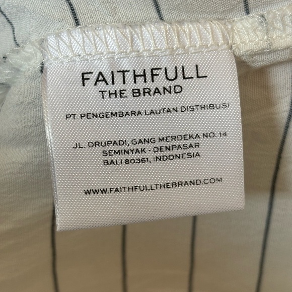 Faithfull the Brand Off Shoulder Smocked Neck Curve Hem Stripe Top Size US 4 - Picture 9 of 9